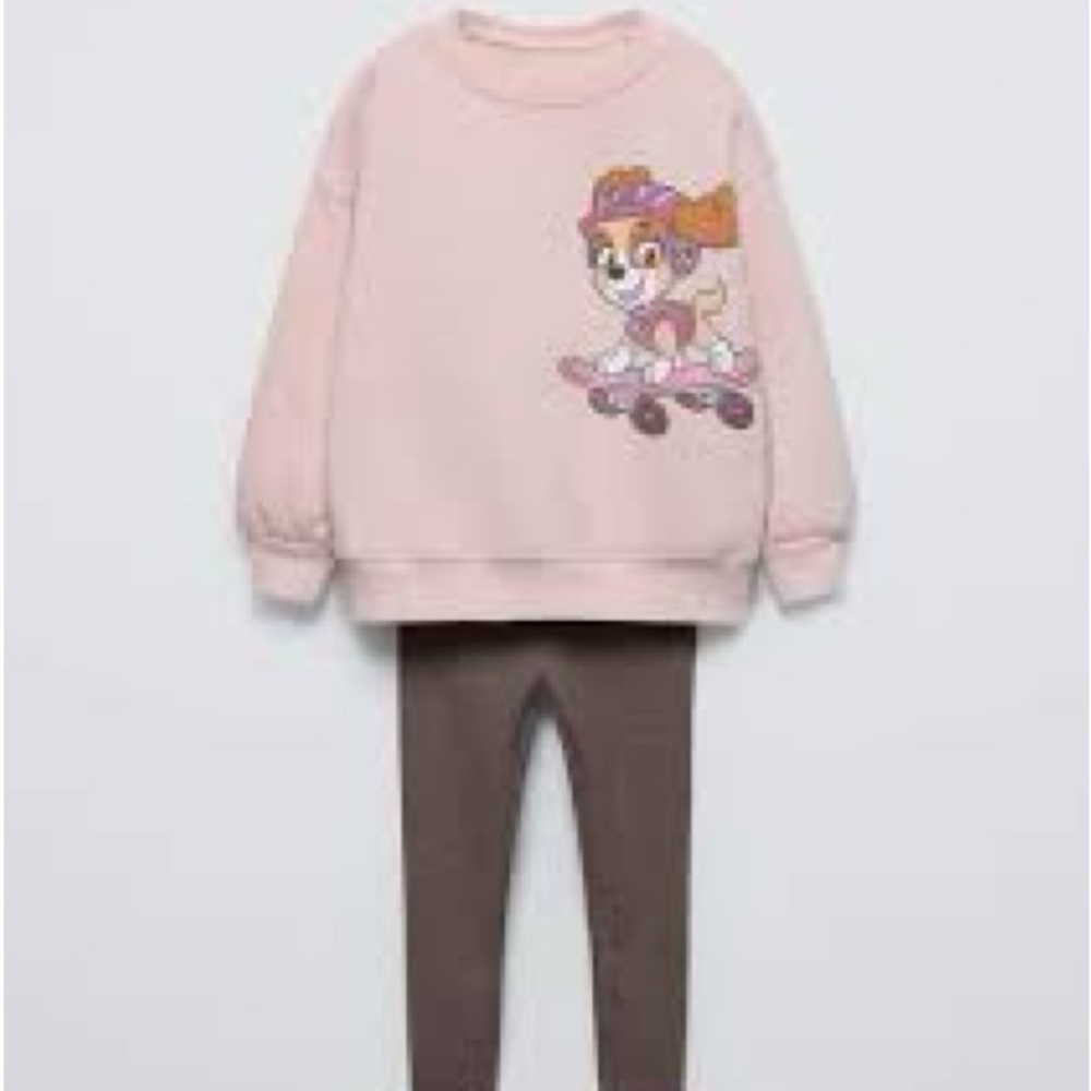 Sky Sweatshirt and Brown Leggings Set